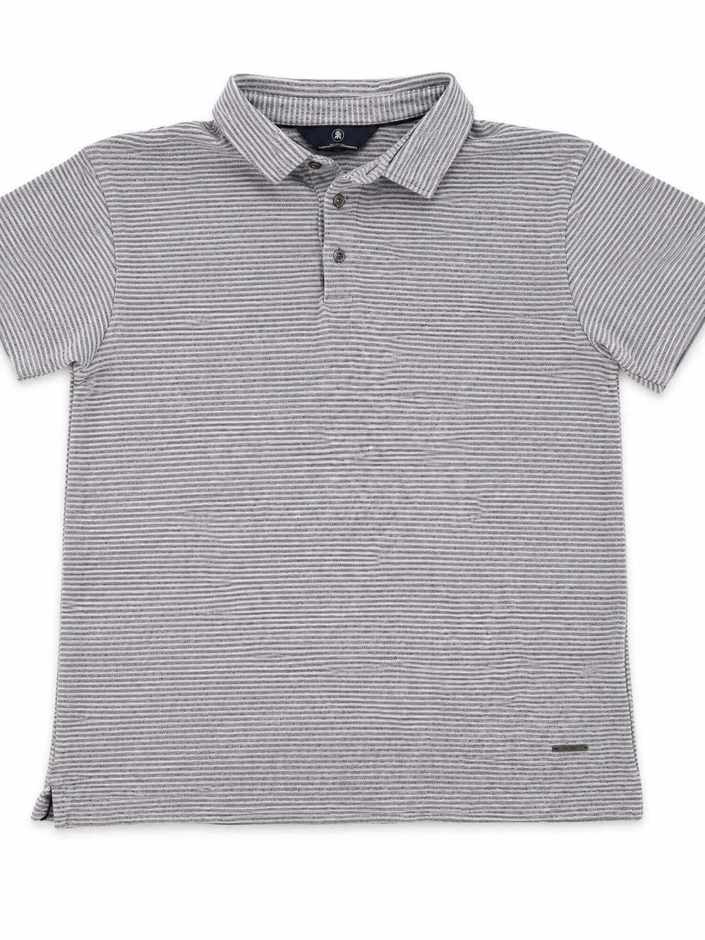 Hart Schaffner Marx Polo Shirt Men’s Large Gray Striped Short Sleeve Cotton
